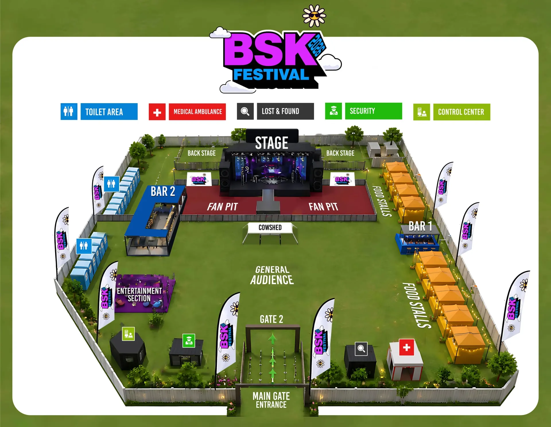 Map of BSK Festival - Apps Court Farm, Walton-on-Thames